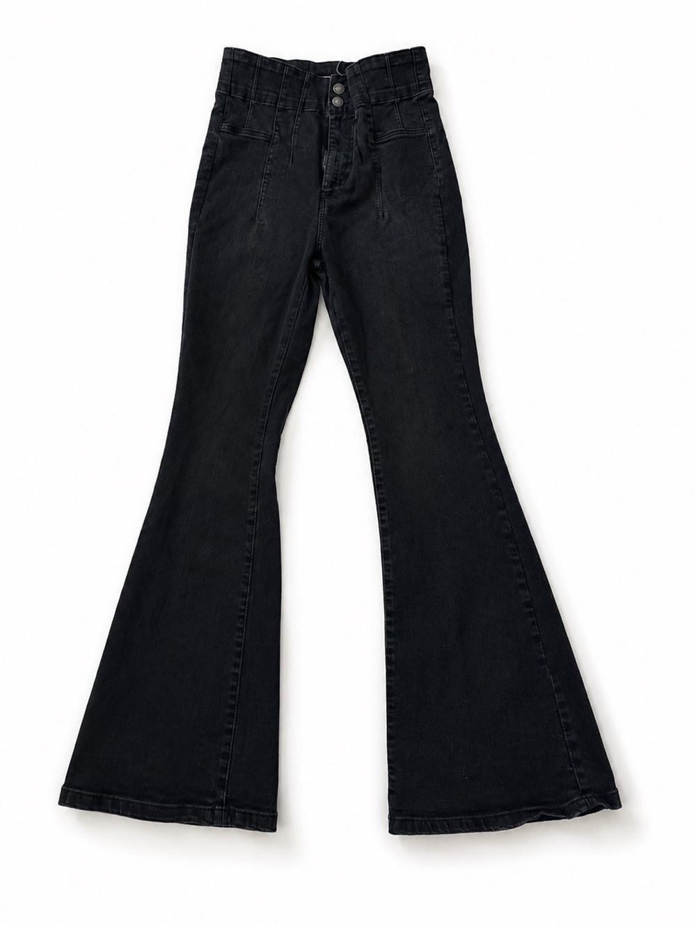 Free People Black High-Rise Flared Jeans